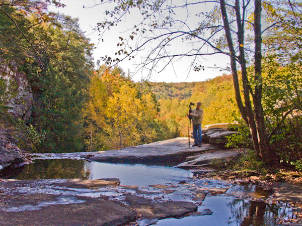 Al and camera at the Ozone Falls Overlook in Tennessee